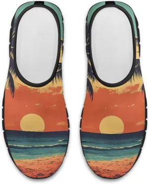 Women's Slip Ons Flat Lightweight Sneakers Walking Casual Loafers Comfortable Art Painted Travel Outdoor Shoes US Size 5.5-11.5