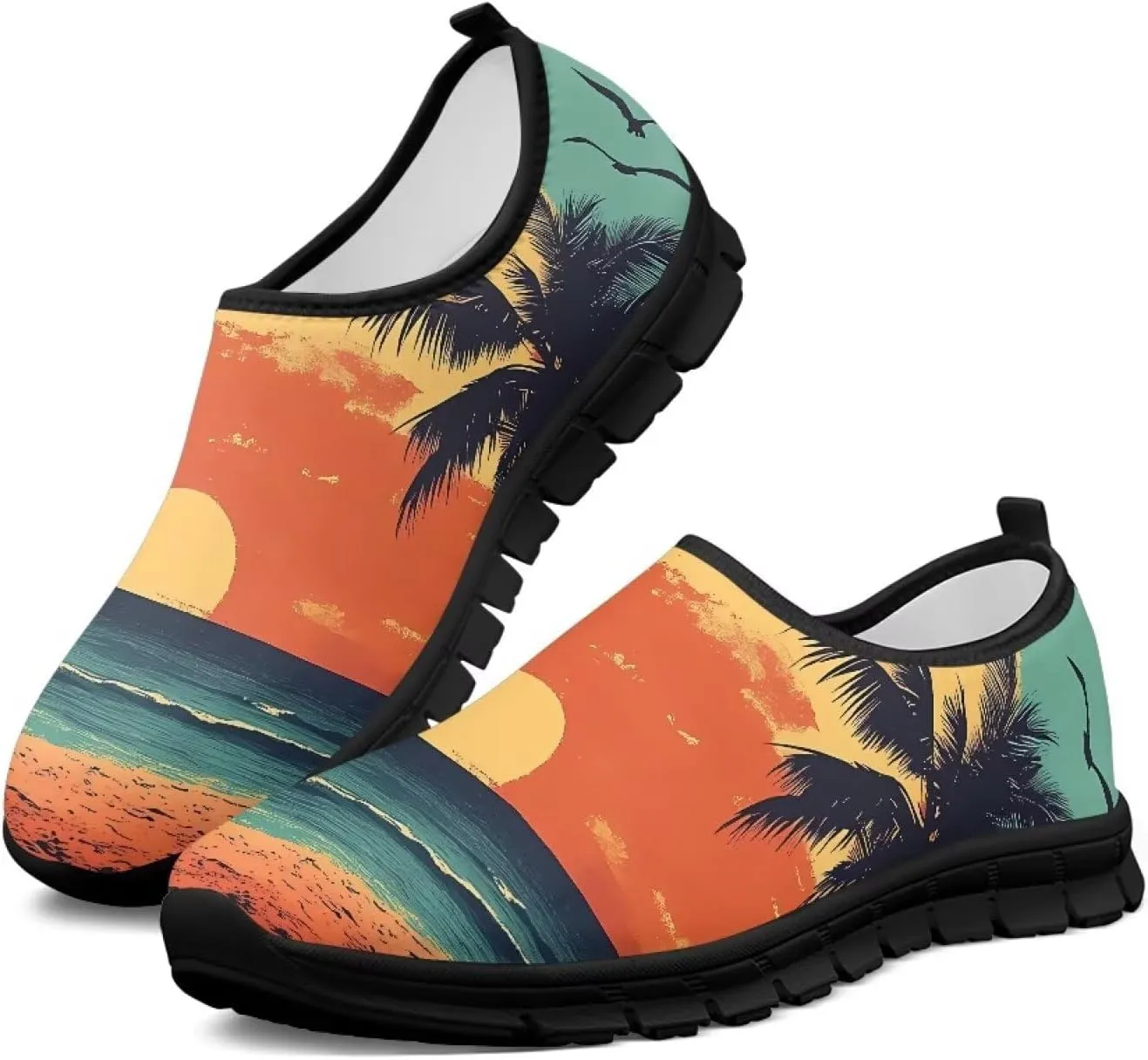 Women's Slip Ons Flat Lightweight Sneakers Walking Casual Loafers Comfortable Art Painted Travel Outdoor Shoes US Size 5.5-11.5