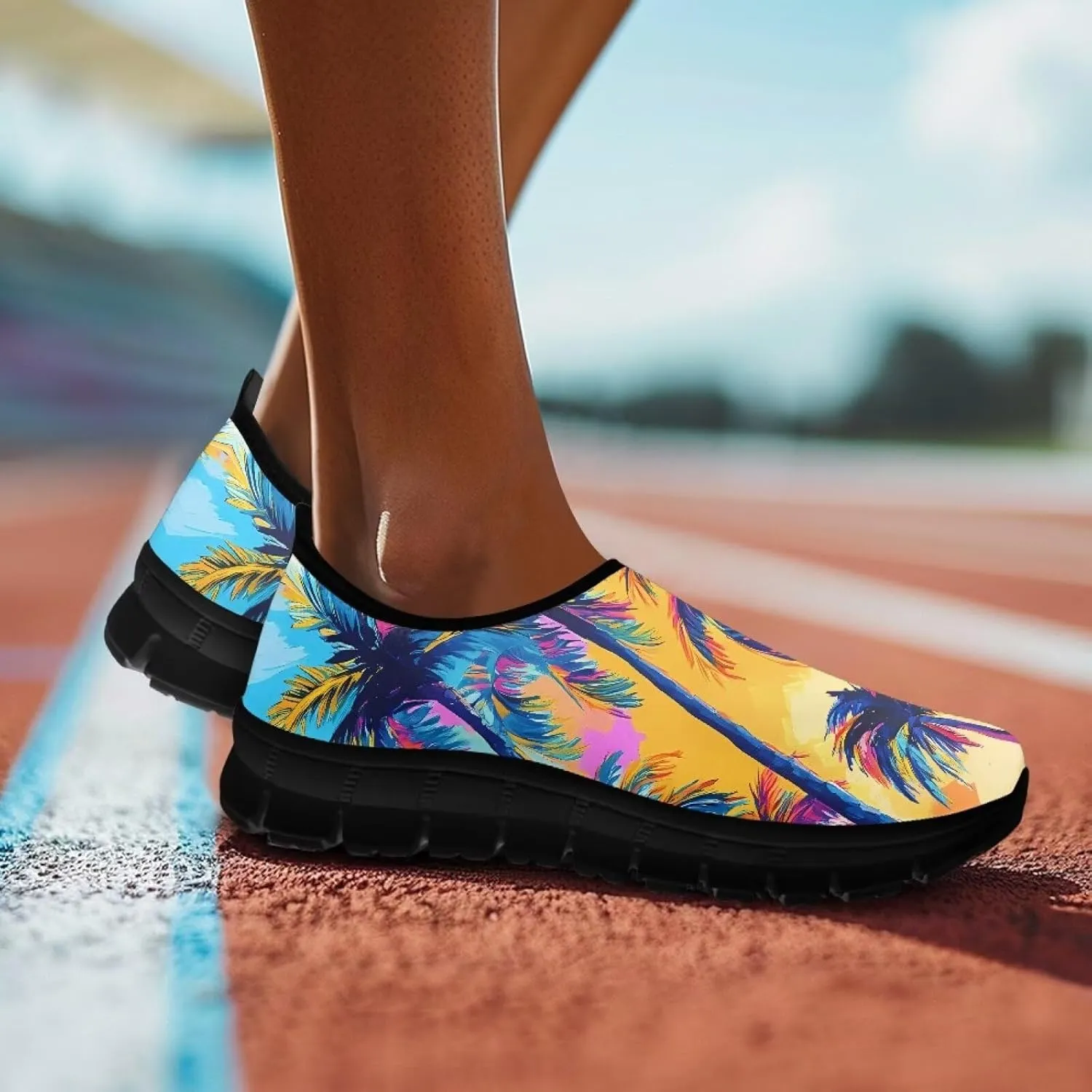 Women's Slip Ons Flat Lightweight Sneakers Walking Casual Loafers Comfortable Art Painted Travel Outdoor Shoes US Size 5.5-11.5