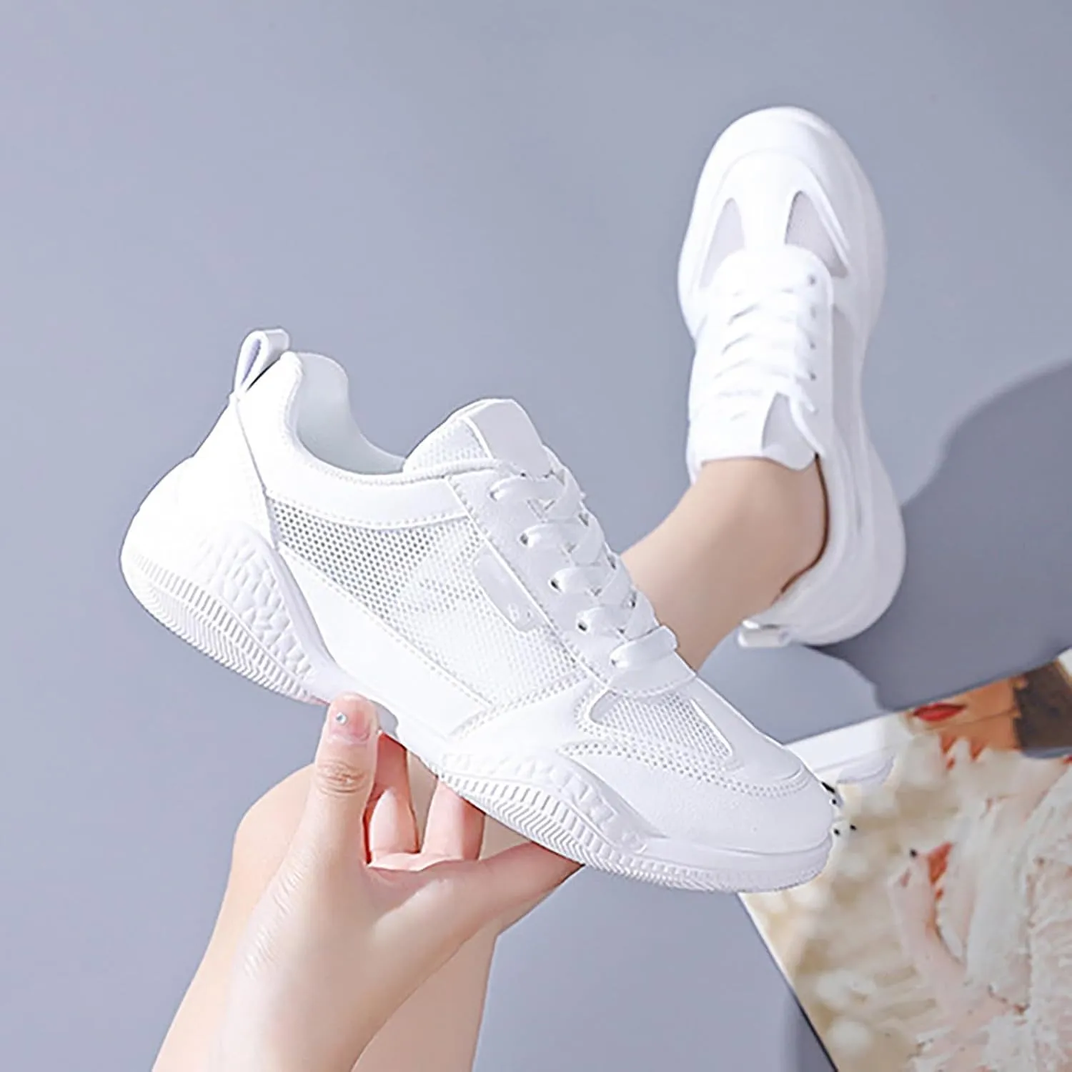 Women's Walking Shoes Mesh Breathable Lightweight Fashion Running Shoes for Men Mesh Breathable Women's Casual Shoes Black Sneakers White Tennis Shoe Cross Trainer Shoe