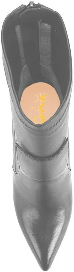 XYD Fashion Closed Pointed Toe Stiletto High Heel Ankle Boots Back Zipper Mid Calf Short Bootie Party Event Chic Shoes